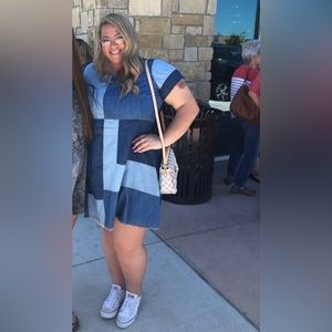 💙 Denim Patchwork Plus Size Dress 💙